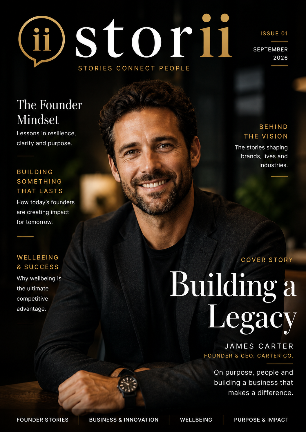 Storii Magazine — Issue 01, September 2026: Building a Legacy with James Carter